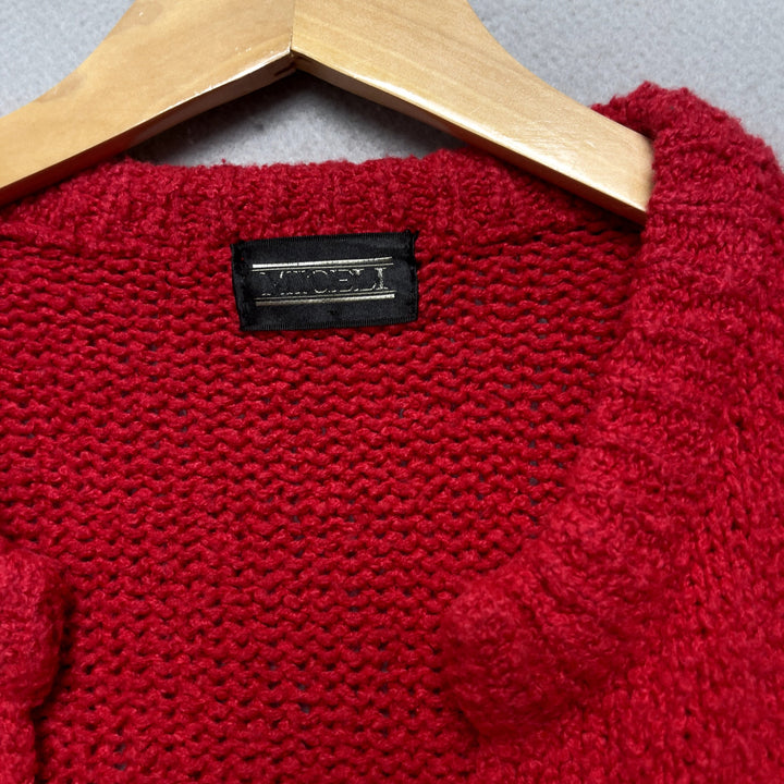 90's Miceli Women's Red Cardigan Sweater Size Large