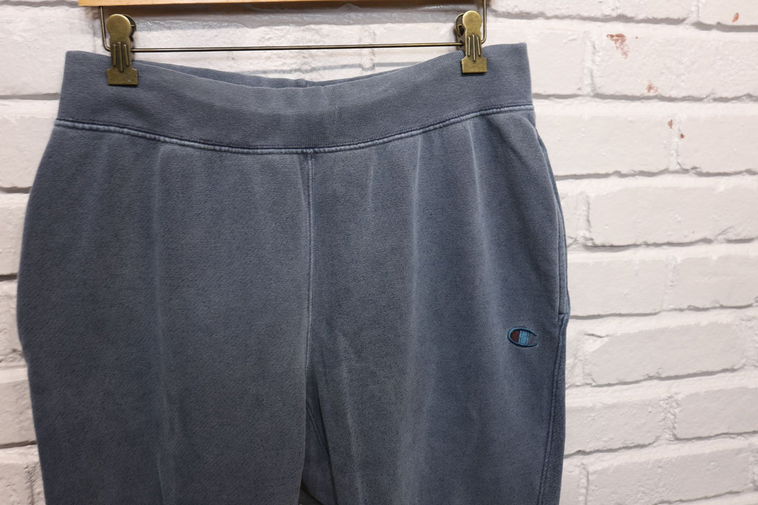 champion blue reverse weave sweat pants size large