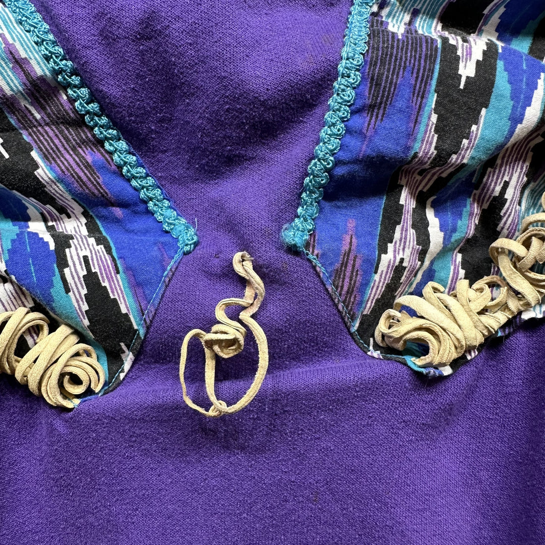 Vintage 90s Purple Western Fringe Zip Up Sweatshirt Size XL