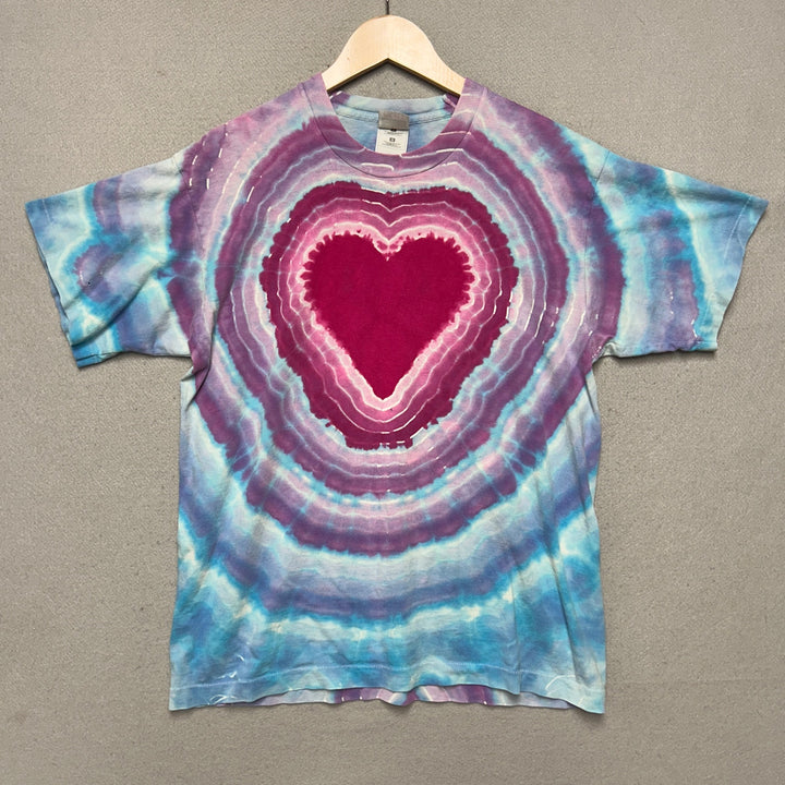 Vintage Heart Tie Dye T Shirt Size Large