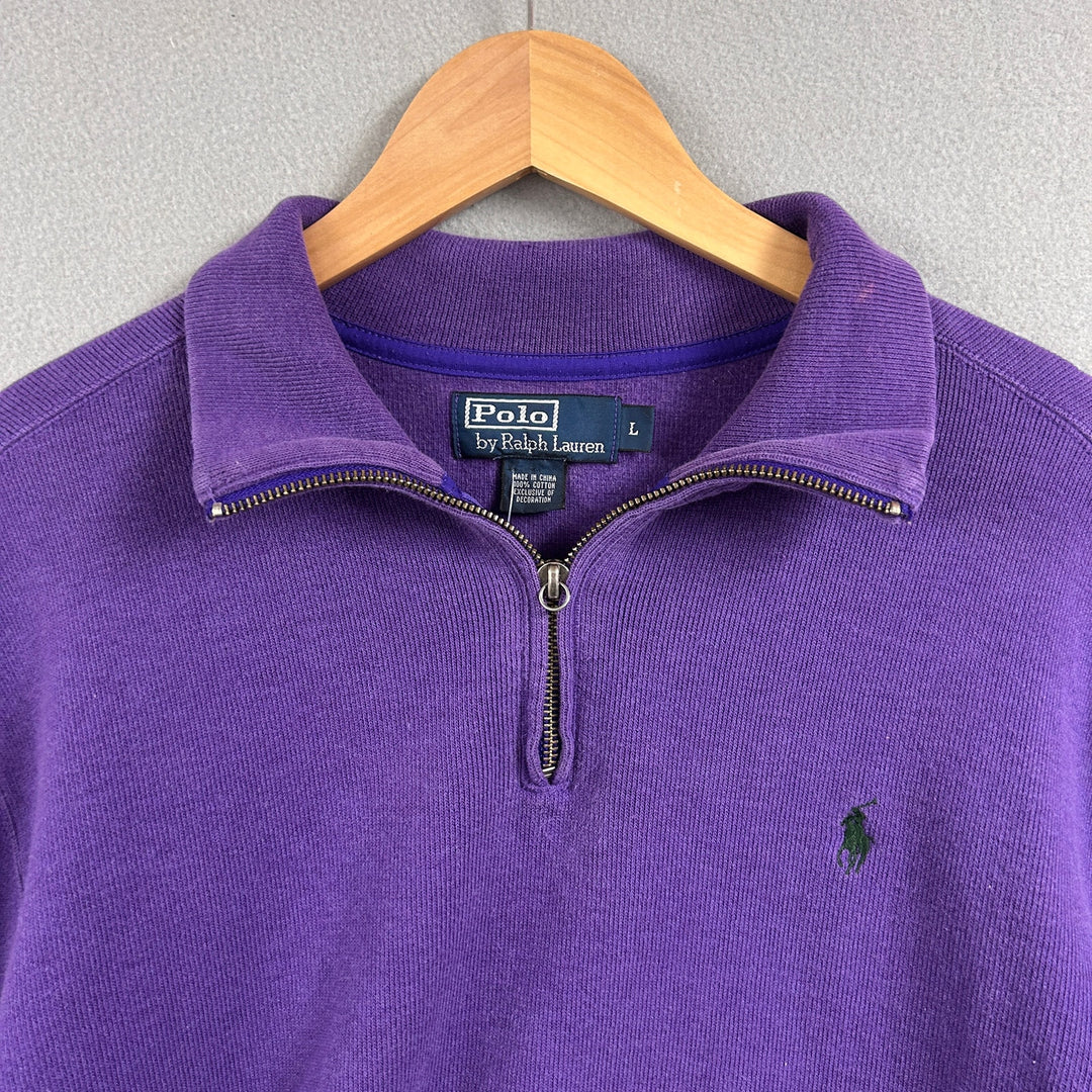 Vintage Polo Ralph Lauren Purple Quarter Zip Sweater Size Large