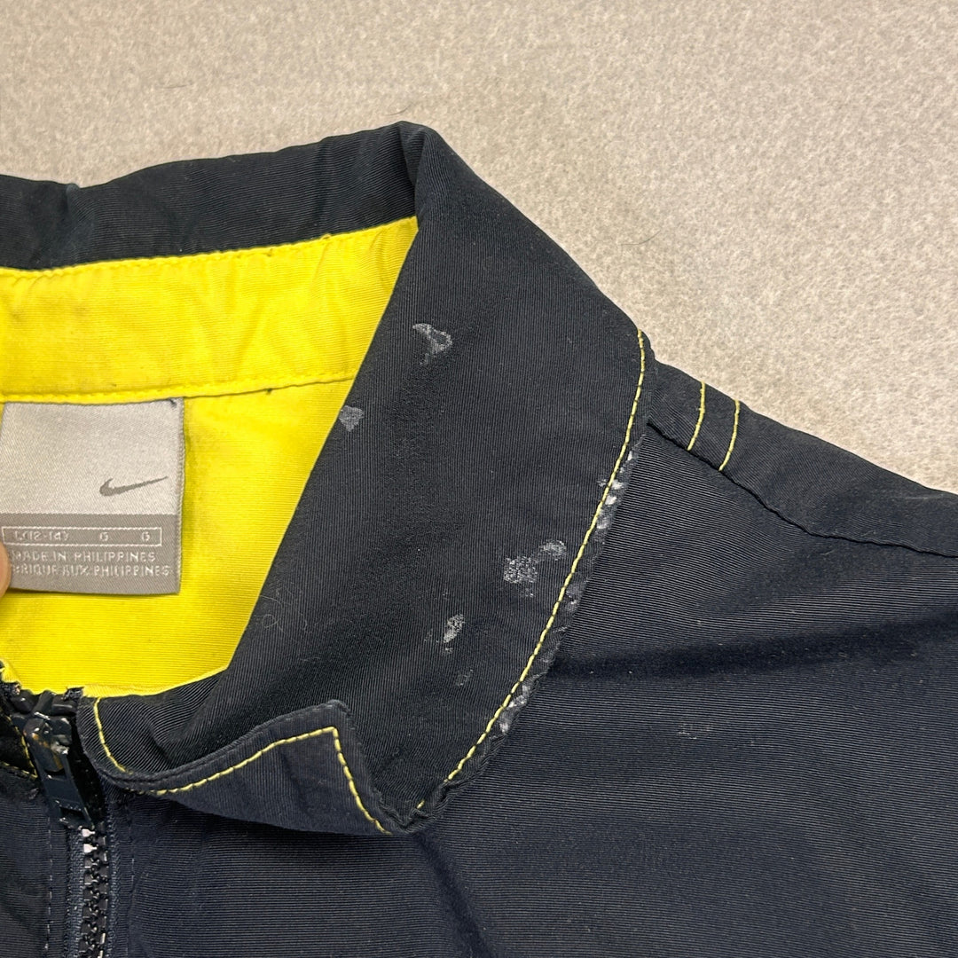 Vintage Y2K Nike Navy and Neon Green Windbreaker Jacket Size Large