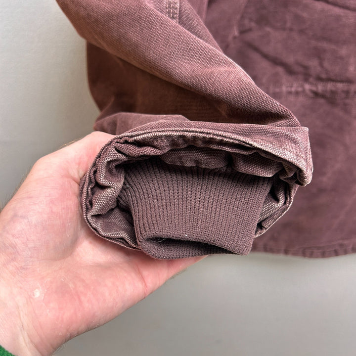 Vintage 90s Carhartt C08BRG Burgundy Barn Jacket Corduroy Collar Size 2XL