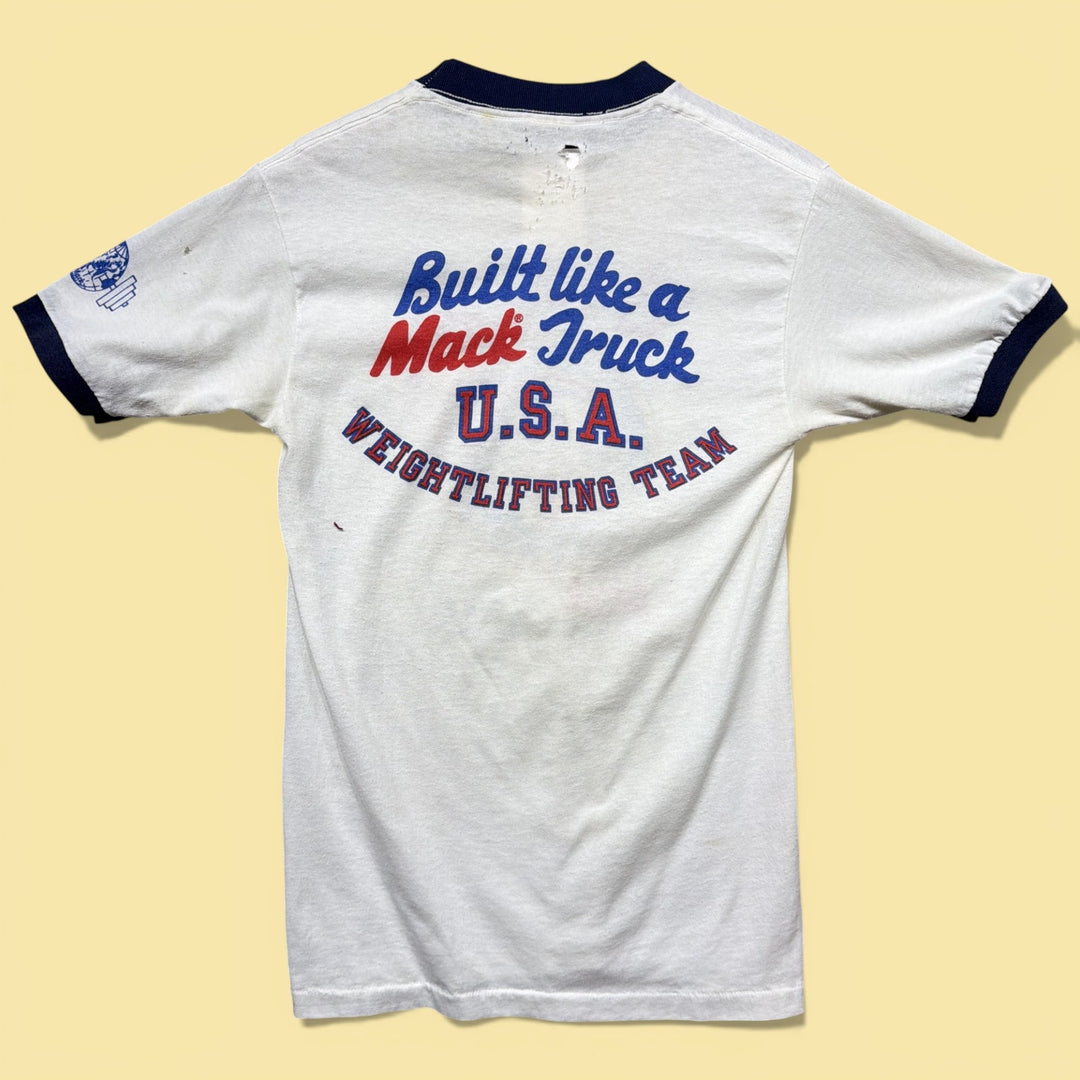 Vintage Mack Trucks USA WeightLifting  80s T Shirt Size Small