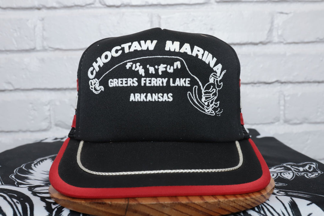 80s Vintage Choctaw Marina Three Stripe Trucker Hat