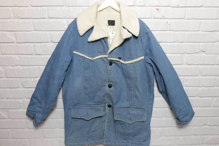 70s Vintage Roebucks Sherpa Denim Jacket Size Large