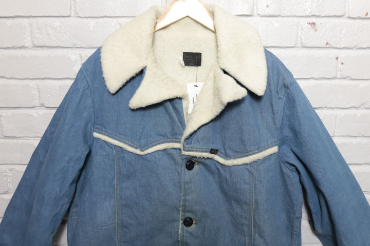 70s Vintage Roebucks Sherpa Denim Jacket Size Large