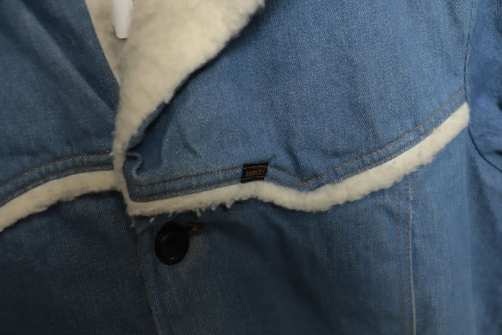 70s Vintage Roebucks Sherpa Denim Jacket Size Large