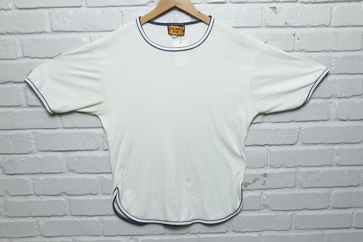 Admit One Vintage White Ringer T Shirt 80s Large