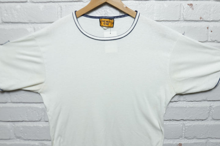 Admit One Vintage White Ringer T Shirt 80s Large