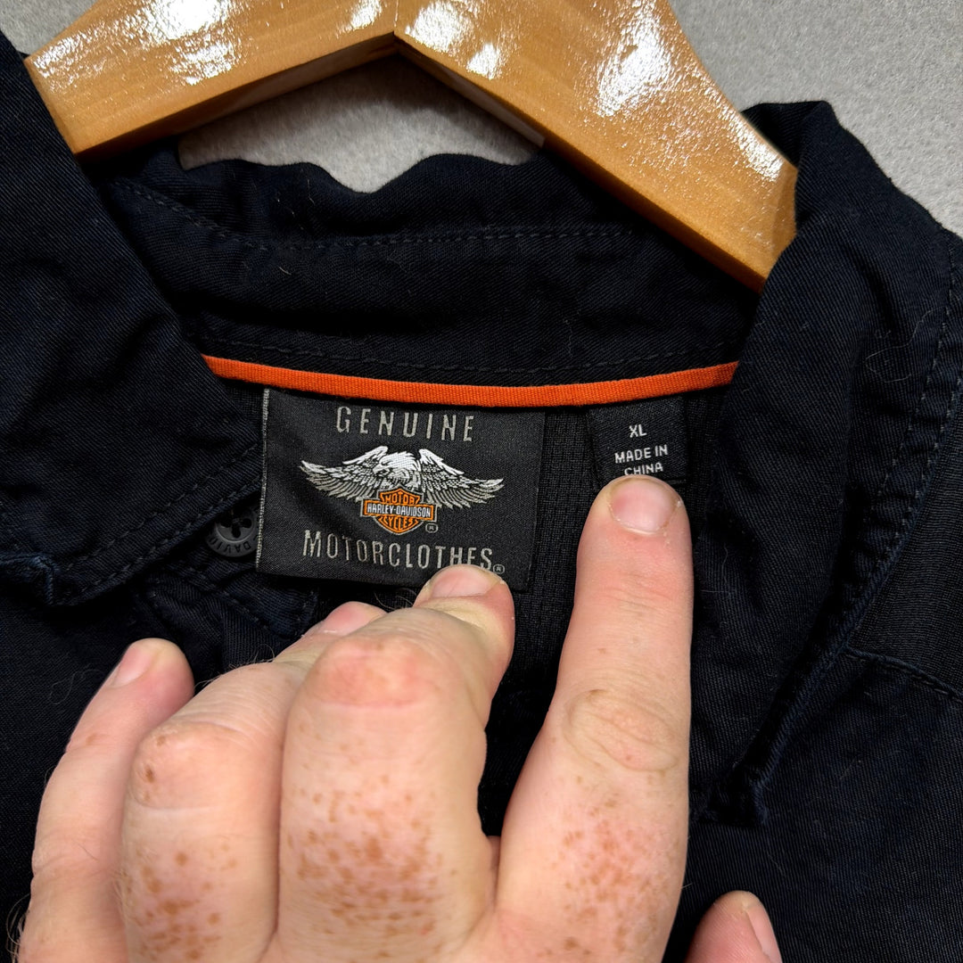 Harley Davidson Short Sleeve Button Down Shirt Size XL