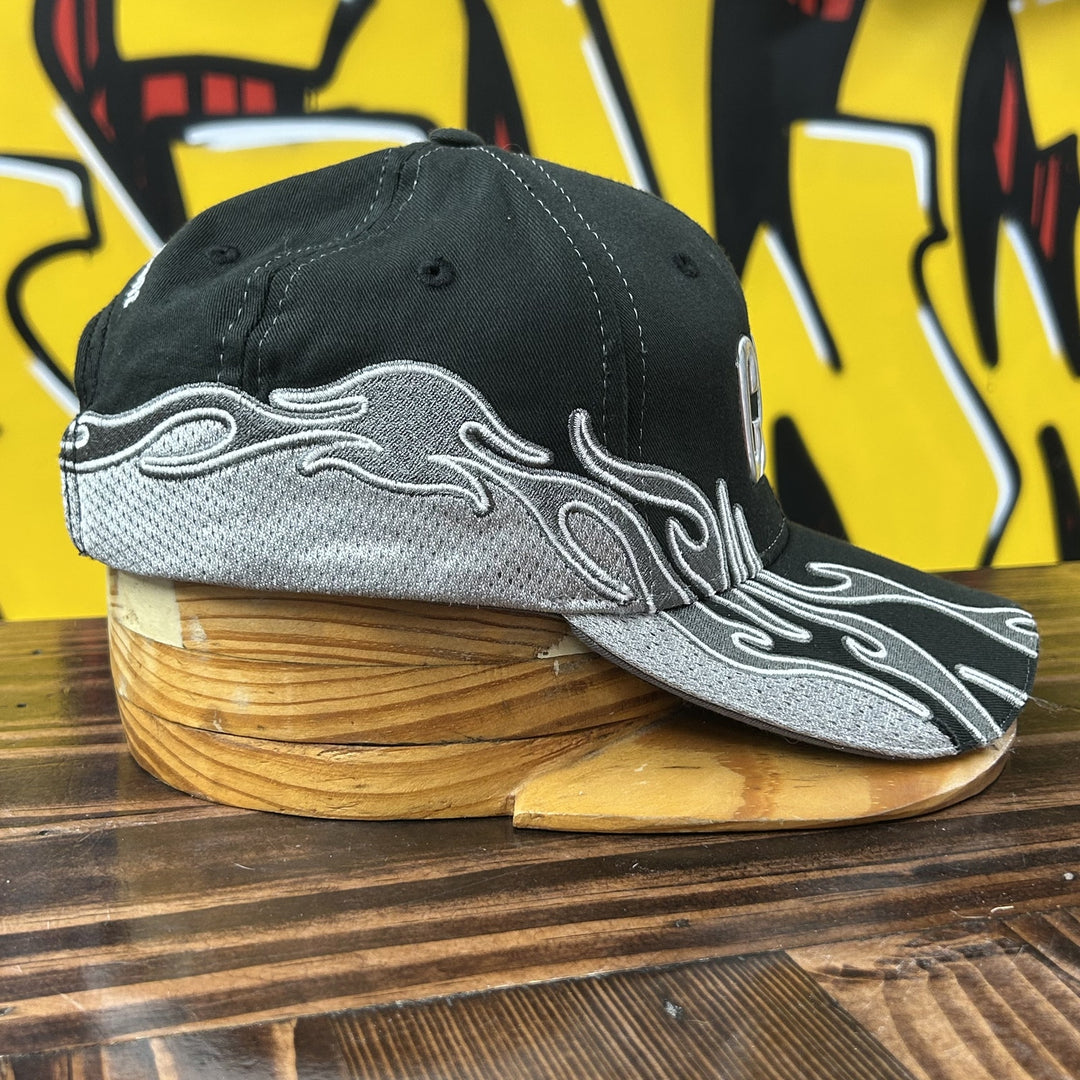 Vintage Cat Chrome Flame 2000s Strap Back Hat