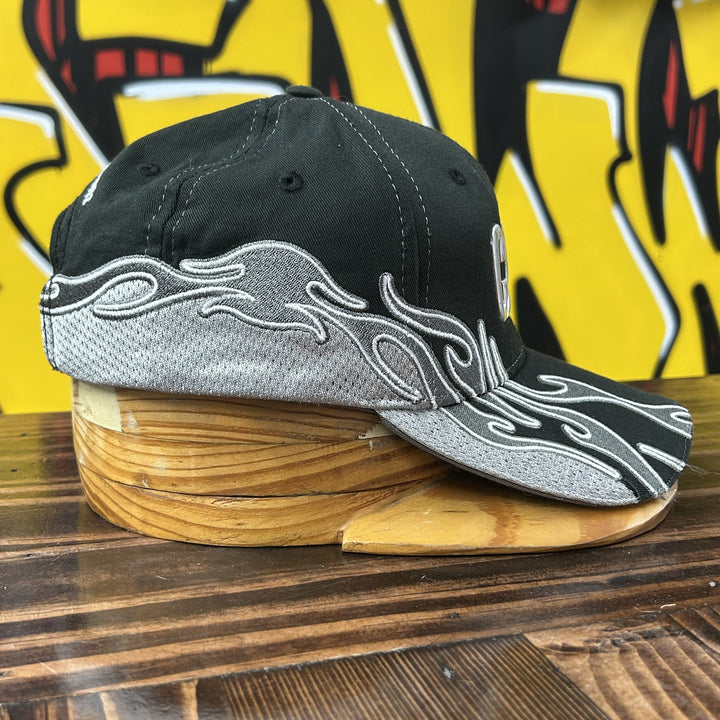 Vintage Cat Chrome Flame 2000s Strap Back Hat