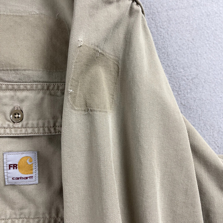 Men's Carhartt Fire Resistant Tan Long Sleeve Shirt W/ Pockets XL