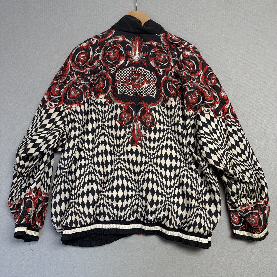 Vintage Adolfo Sport Checkered Baroque Windbreaker Jacket Size XL