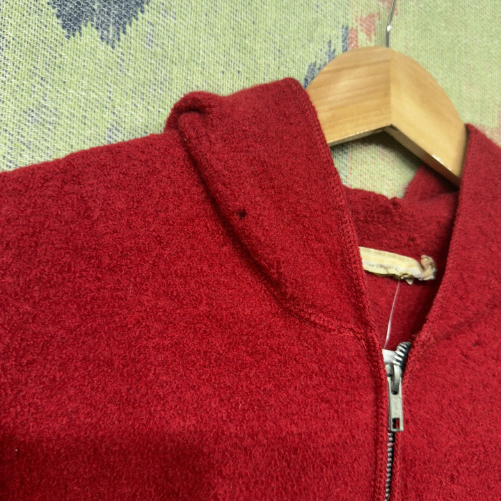 Red Wool Vintage Hooded Jacket Small 70s