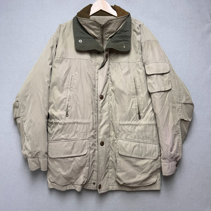 Vintage Mens St John's Bay Beige Quilted Lining Winter Coat Jacket Size Large