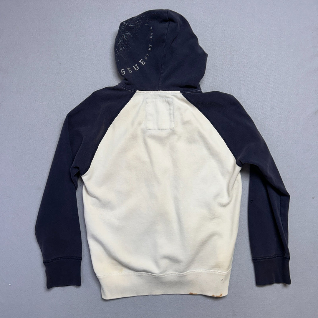 American Eagle Mens XL Navy White Two Tone Vintage Grunge Y2k Distressed Hoodie