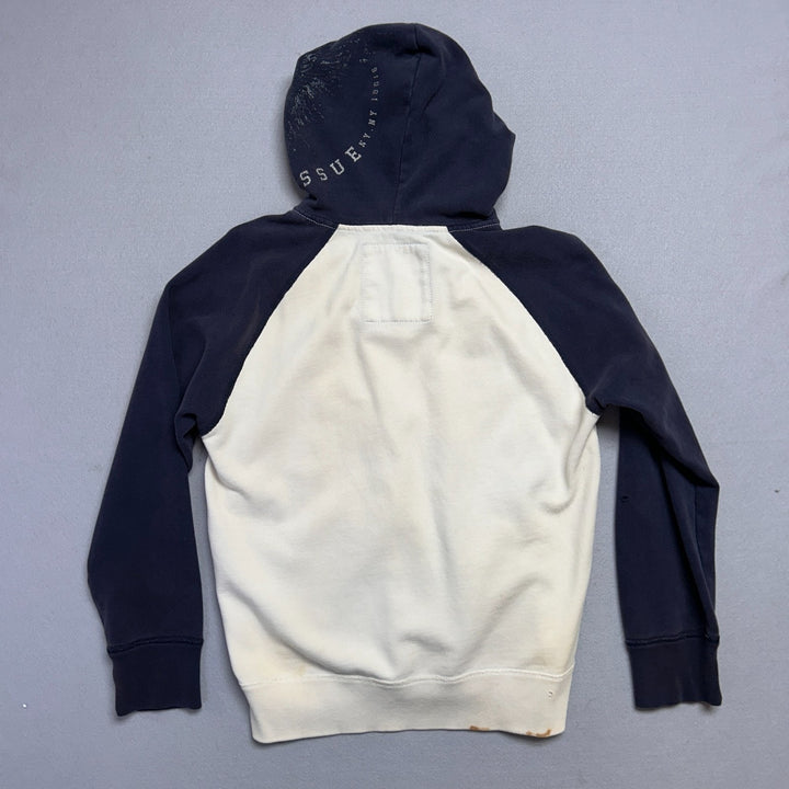 American Eagle Mens XL Navy White Two Tone Vintage Grunge Y2k Distressed Hoodie