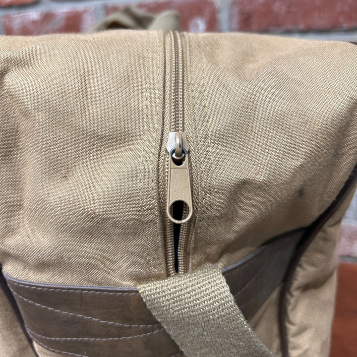 Ralph Lauren Duffle Bag Vintage Tan Canvas and Leather Travel Weekender Bag