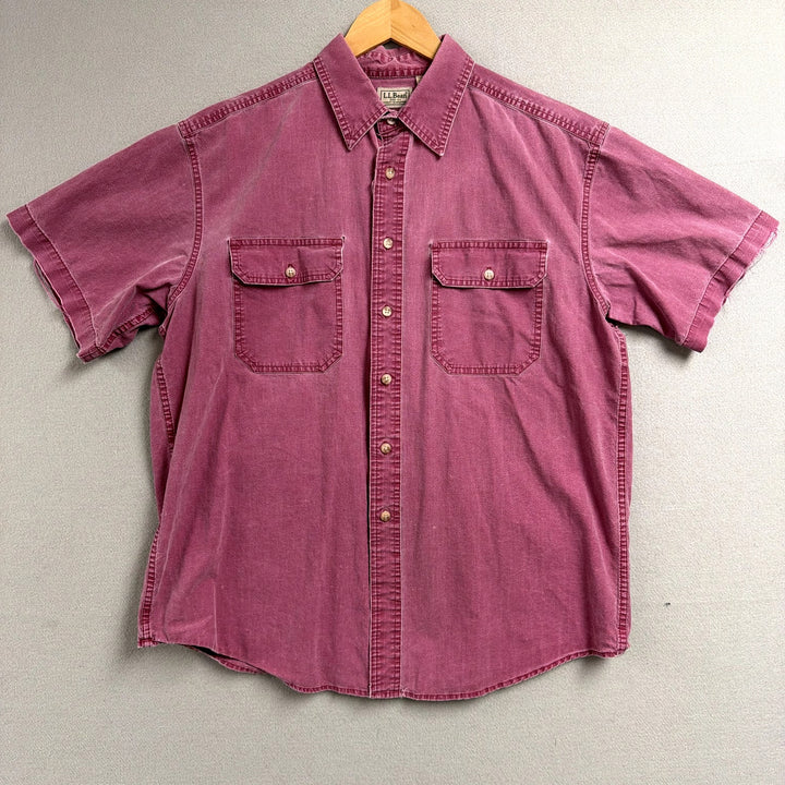 Vintage LL Bean Burgundy Button Down Shirt size Large