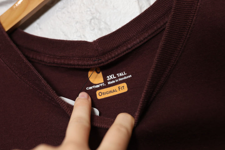 2000s carhartt blank burgundy pocket tee size xxxl tall