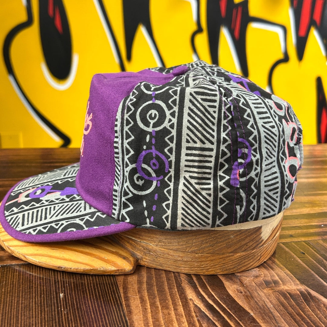Vintage 90's Barbados West Indies Purple Party Print Snapback Hat