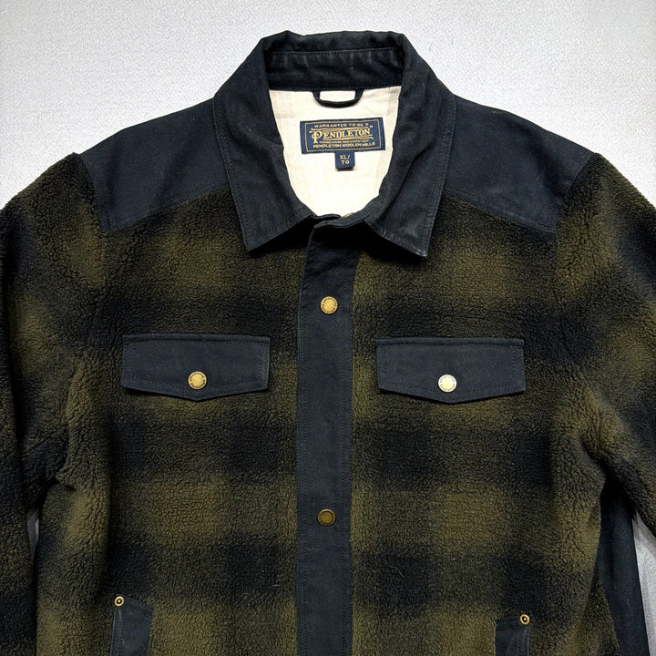 Pendleton Plaid Fleece Shirt Jacket Size XL