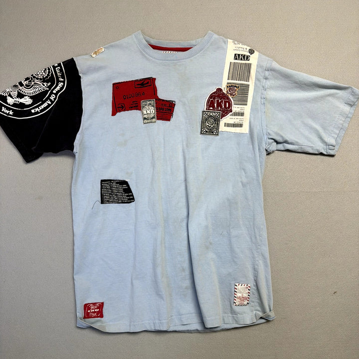 Vintage AKDMKS Travel Stamps T Shirt Size XL