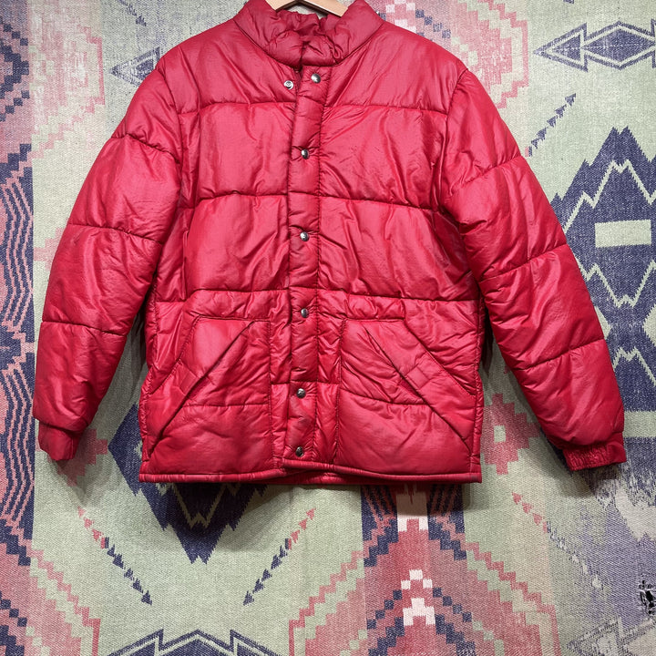 Vintage 70s Struggle Gear William Barry Red Puffer Jacket Size Medium