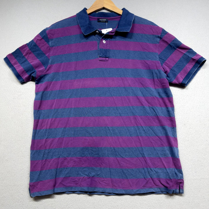 Gran Sasso Made In Italy Striped Cotton Polo Shirt Size Large