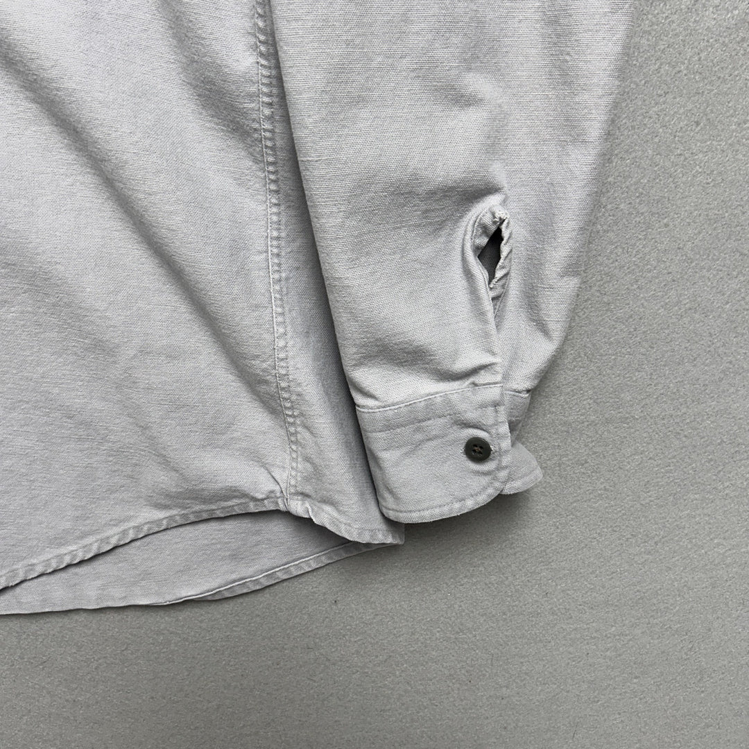 Vintage Woolrich Gray Canvas Workwear Button Up Men's XXL