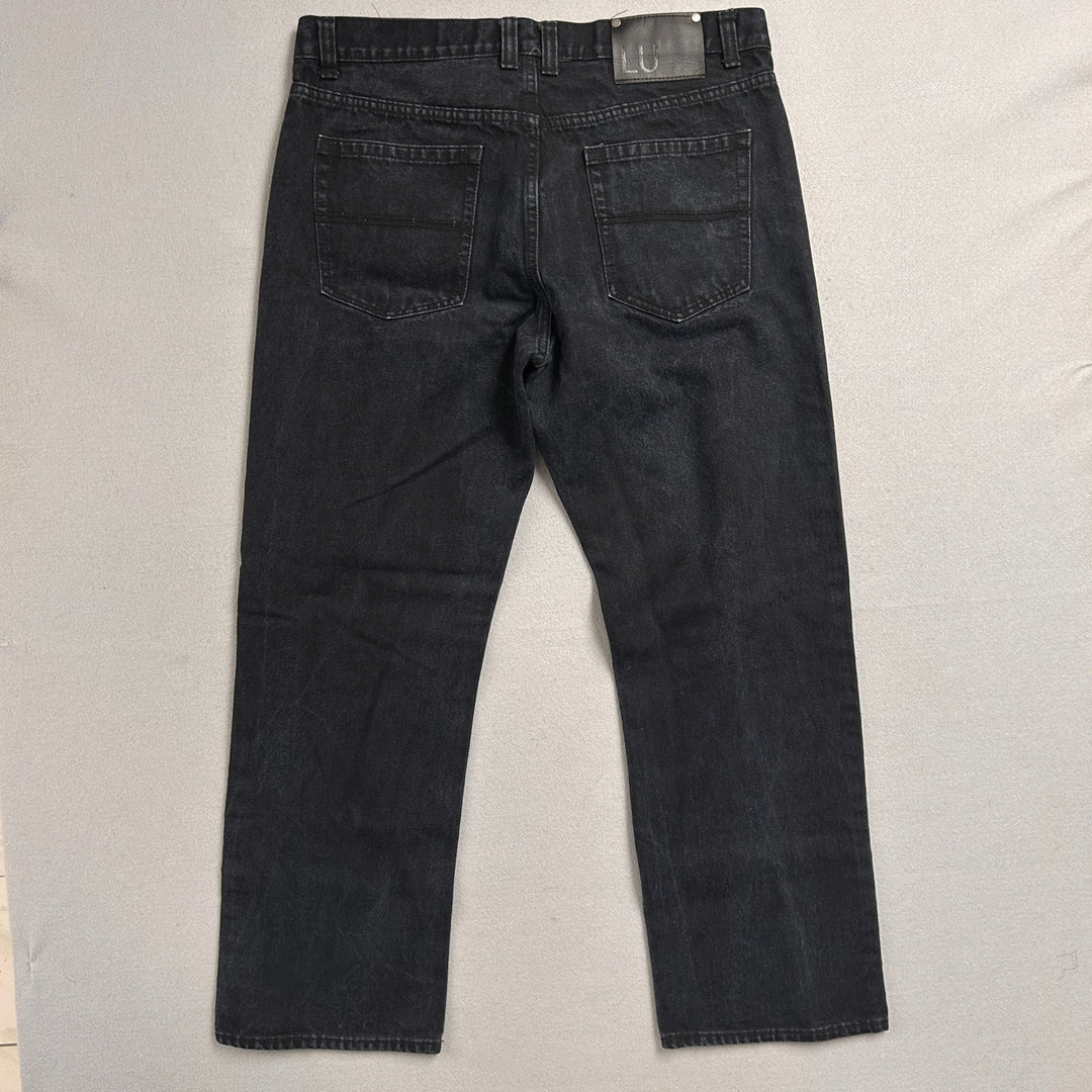 Linea Uomo Mens Black Denim Jeans Baggy Wide fit 38x32