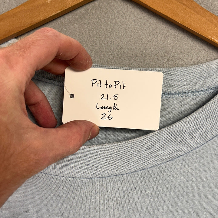 1985 LSJ Sportswear Bass Fish Light Blue Shirt Size Large