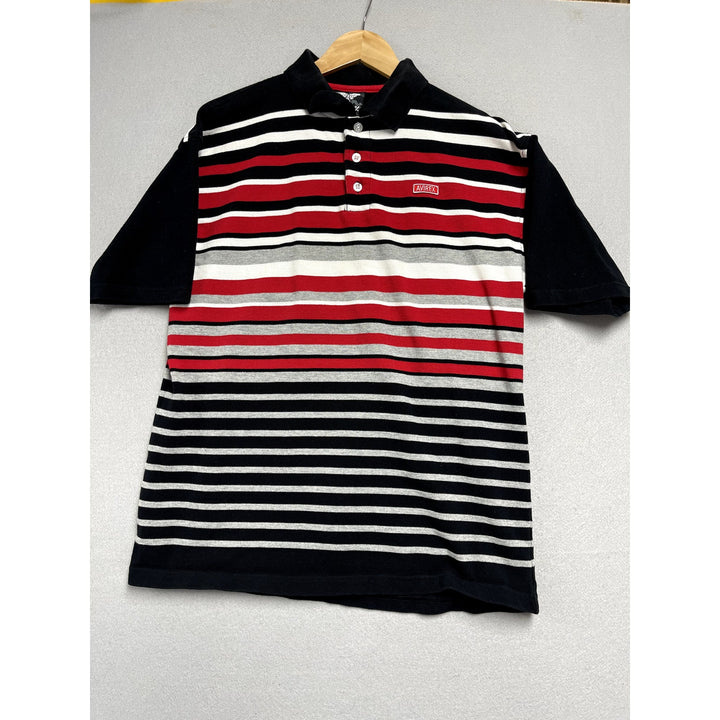 Y2K Avirex Men's Black Red Grey Polo Size Medium