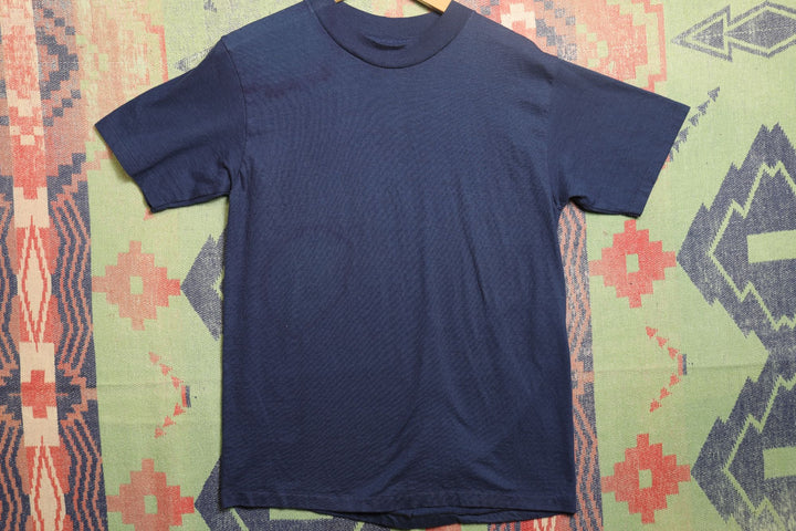 Hanes Beefy Vintage Blank Navy T Shirt 80s Medium