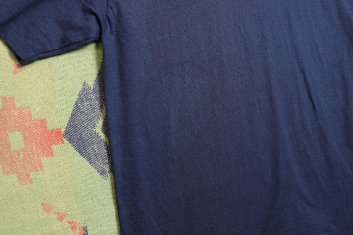 Hanes Beefy Vintage Blank Navy T Shirt 80s Medium