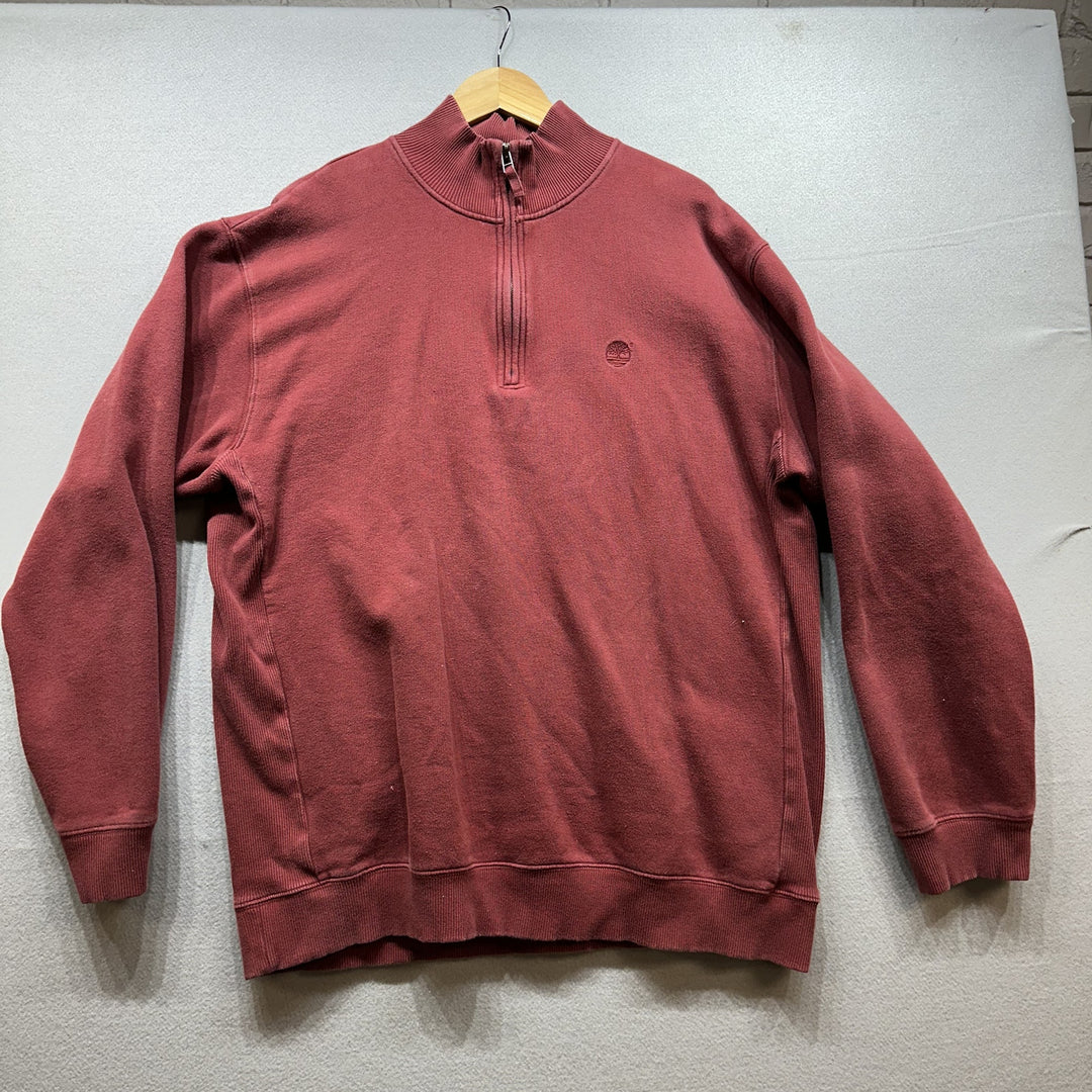 Vintage Timberland Burgundy Quarter Zip Sweatshirt Size XL