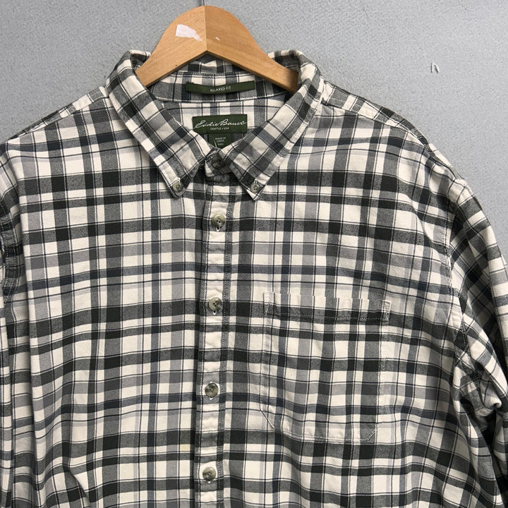 Eddie Bauer Black and White Plaid Shirt Size XXL