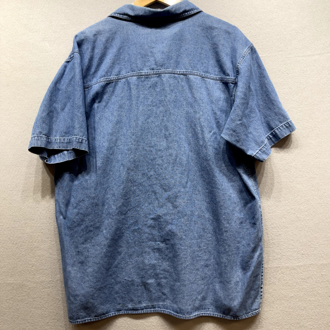 Vintage Embroidered Dog Denim Shirt Size XL
