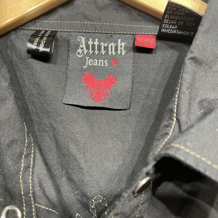 Vintage Y2K Attrak Jeans Button Down Shirt Size XL