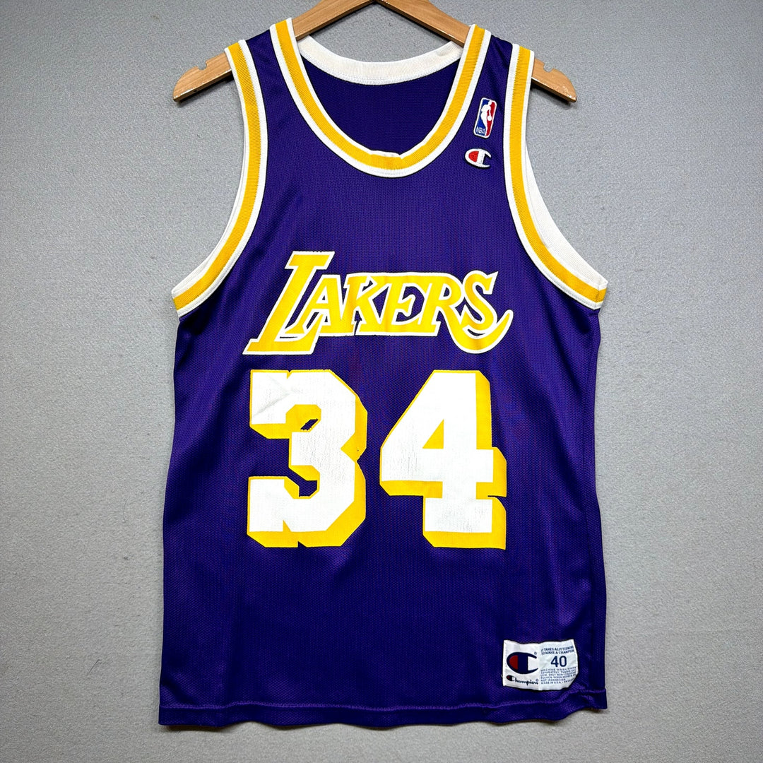 Vintage Shaquille O'neal Shaq Lakers Champion Jersey Size Medium