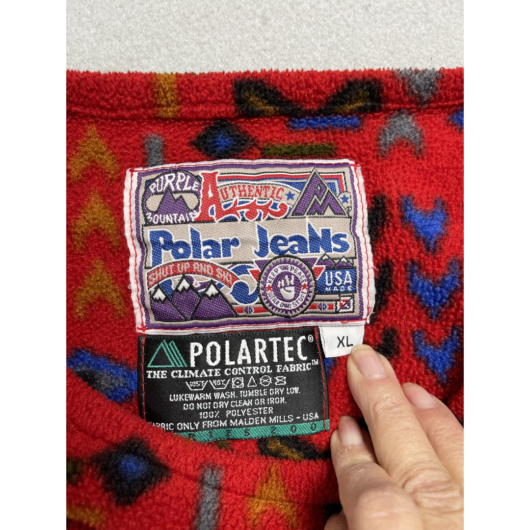 90's Polar Jeans Purple Mountain Red Fleece Aztec Polartec Sweatshirt XL