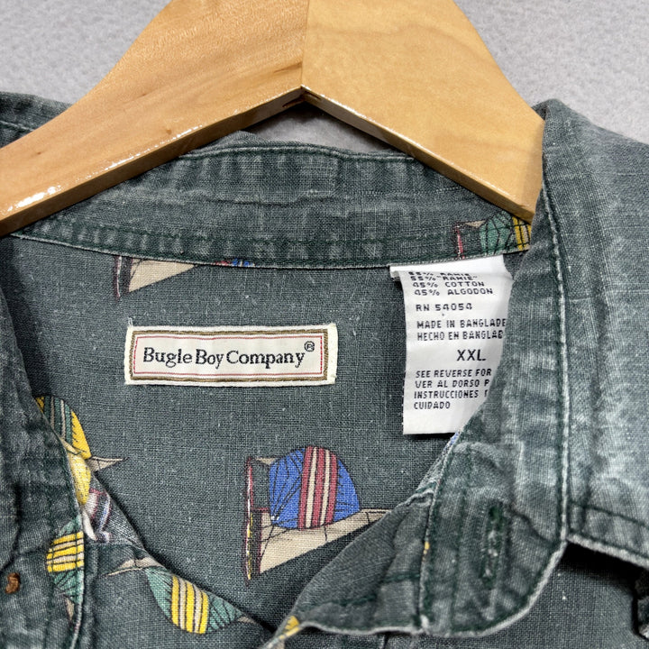 Vintage Bugle Boy Sail Boat Button Down Shirt size XXL