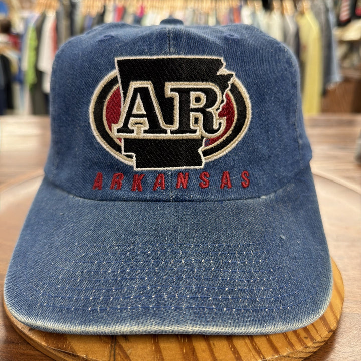 Vintage 90s Arkansas Denim Strap Back Hat