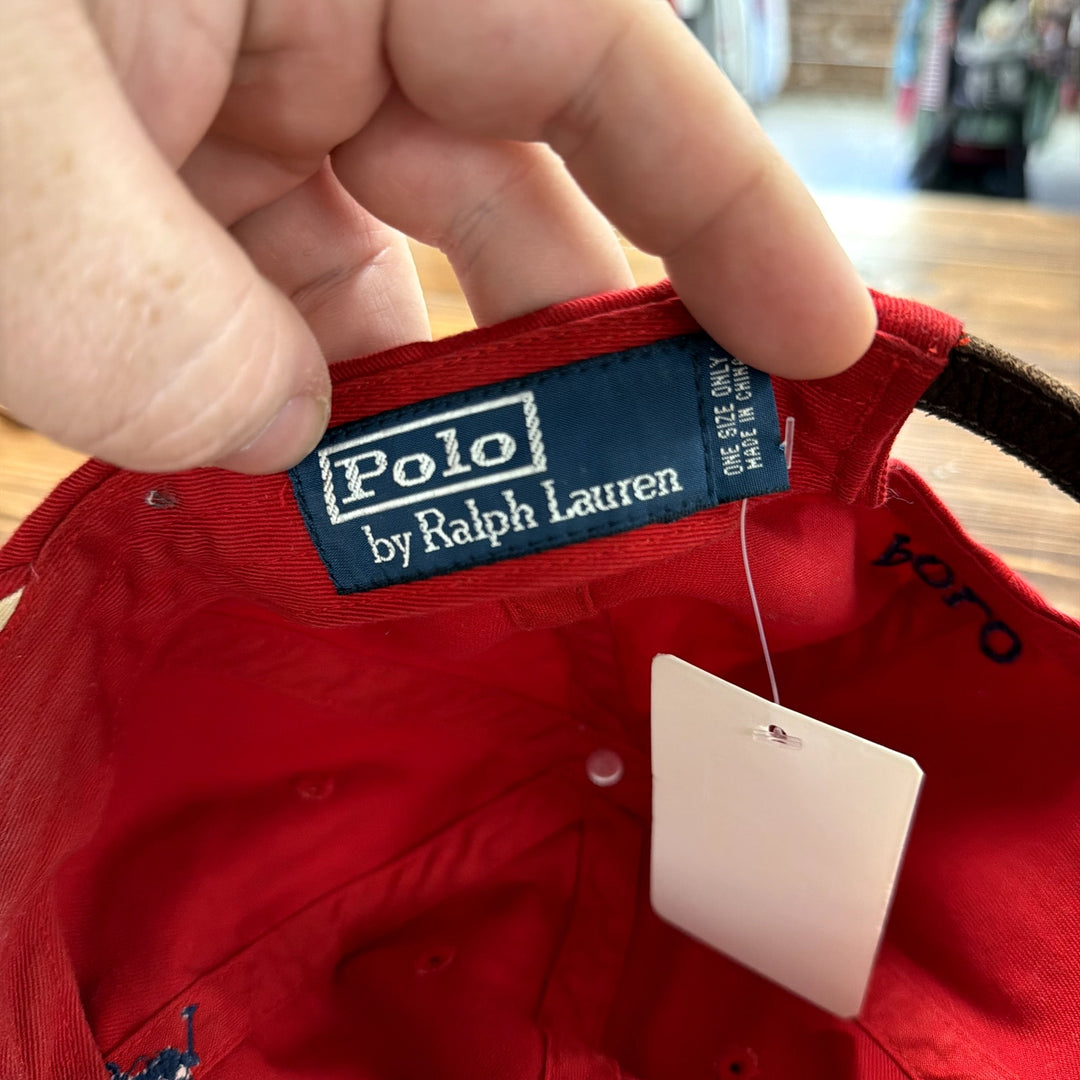 Polo Ralph Lauren Leather Strap Back Red Hat