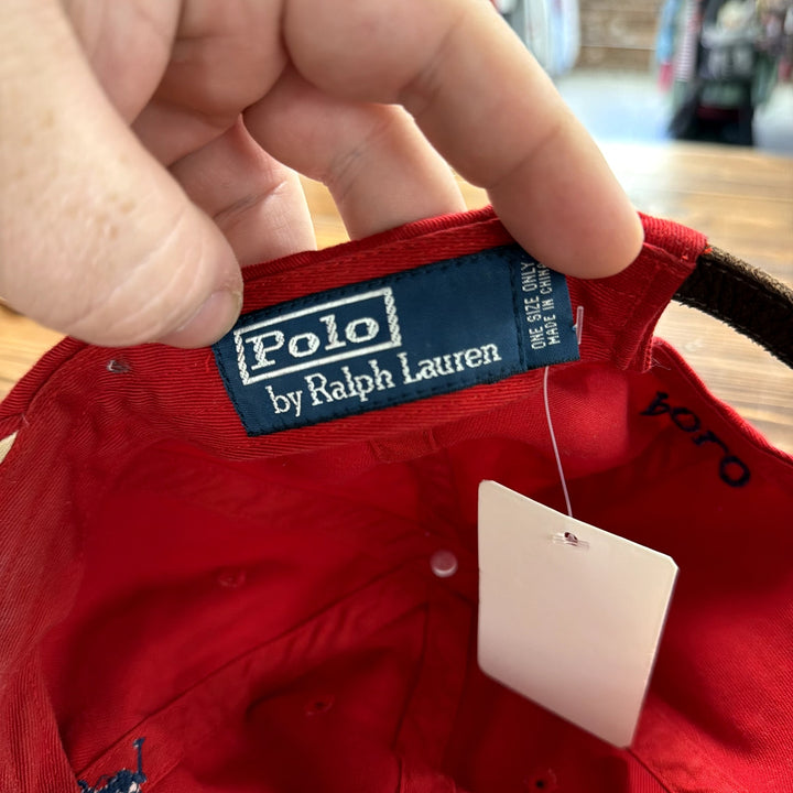Polo Ralph Lauren Leather Strap Back Red Hat