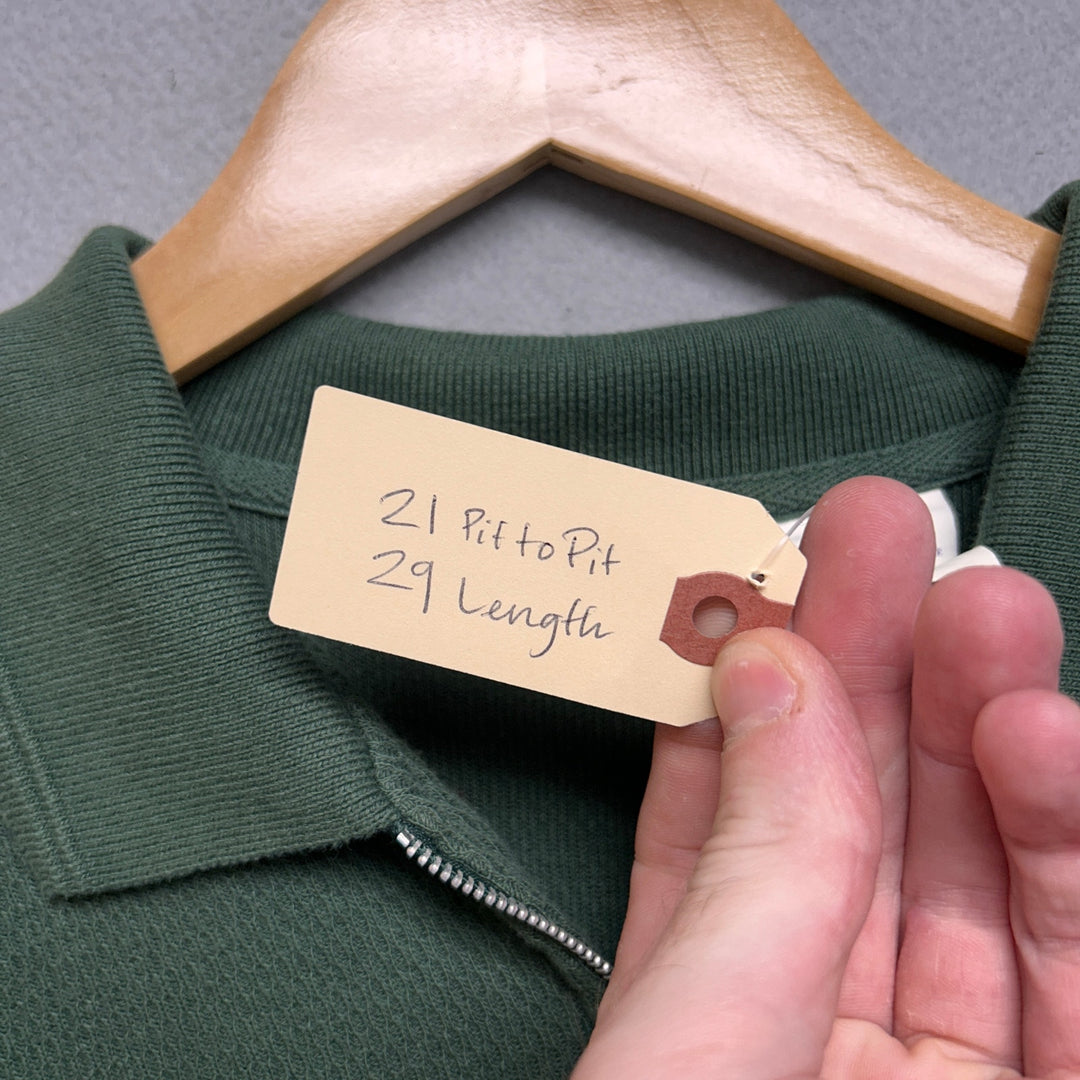Early 2000s Faded Glory Men's Long Sleeve Green Quarter Zip Shirt Medium