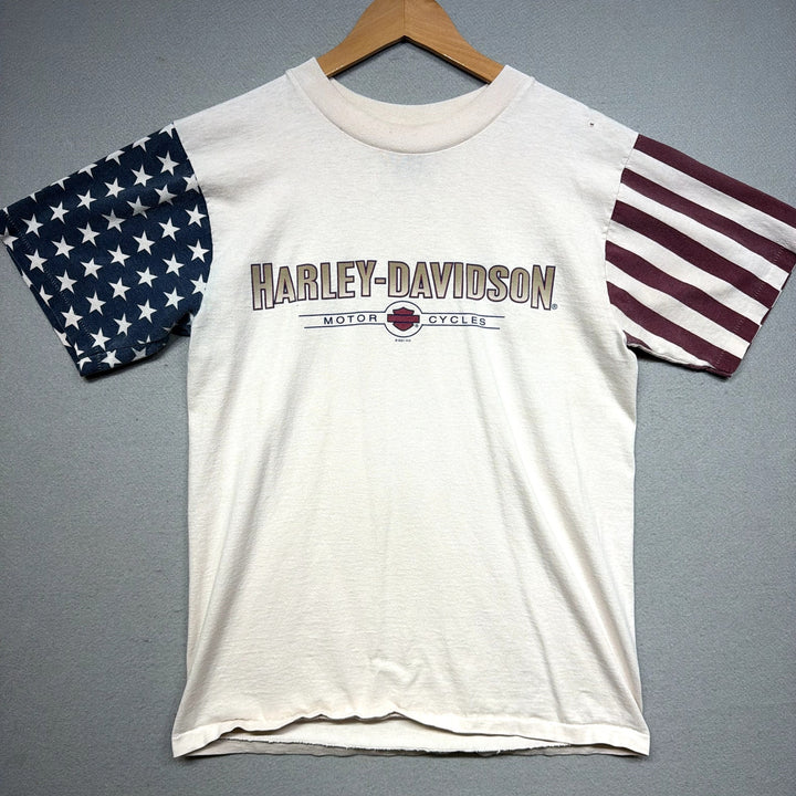 Vintage Harley Davidson USA Flag Sleeve T Shirt Size Medium