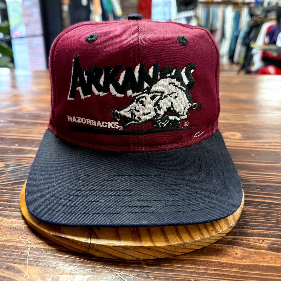 Vintage university of Arkansas Razorbacks Burgundy Snapback Hat
